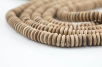 Natural Lt Tan Wood Saucer Shaped Beads - Sold by 15.5" Strands- Large Size 10mm 12mm 14mm 16mm 18mm 20mm