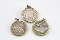 Buffalo Nickel Wrapped in brass- Actual Americana Coin- Dates will vary