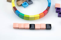 Bead Boat Brand™ Enamel Beads, Square 2-Hole Beads for Bracelets, Trendy Jewelry Making Supplies 24 colors Enamel Beads