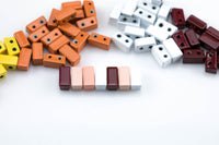 Enamel Beads, Rectangular 2-Hole Beads for Rings or Bracelets, Trendy Jewelry Making Supplies, 5/10 pcs Per Order- 24 colors