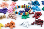 Enamel Beads, Rectangular 2-Hole Beads for Rings or Bracelets, Trendy Jewelry Making Supplies, 5/10 pcs Per Order- 24 colors