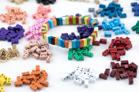 Enamel Beads, Rectangular 2-Hole Beads for Rings or Bracelets, Trendy Jewelry Making Supplies, 5/10 pcs Per Order- 24 colors