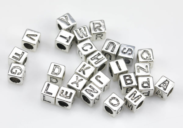 Cube Alphabet Letters Large Hole Metal - 7mm