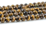 Natural A QUALITY Tiger's Eye Faceted Round, Full Strand, 4mm, 6mm, 8mm, 10mm, or 12mm Beads-Full Strand 15.5 inch Strand Gemstone Beads