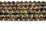 Natural A QUALITY Tiger's Eye Faceted Round, Full Strand, 4mm, 6mm, 8mm, 10mm, or 12mm Beads-Full Strand 15.5 inch Strand Gemstone Beads