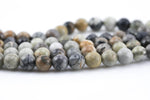 Natural Silver Picasso Jasper Grade AAA Faceted Round 6mm, 8mm, 10mm, 12mm -Full Strand 15.5 inch Strand AAA Quality Gemstone Beads