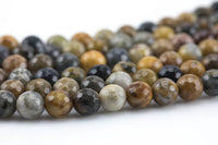 Natural Tan Petrified Wood - Faceted Round sizes. 6mm 8mm 10mm 12mm- Full 15.5 Inch Strand AAA Quality Gemstone Beads