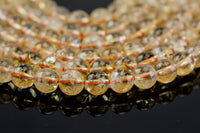 Natural CITRINE Round 6mm, 8mm, 10mm- Full Strand 15.5 Inches Long A Quality Smooth Gemstone Beads