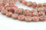 Natural Rhodochrosite Puffy Coin beads in full strands.7mm Smooth Gemstone Beads