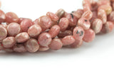 Natural Rhodochrosite Puffy Coin beads in full strands.7mm Smooth Gemstone Beads