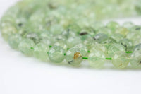 Natural Faceted Prehnite Beads Grade AAA Faceted Round, 8mm, 10mm- Full 15.5 Inch Strand Gemstone Beads