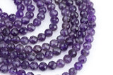 Natural Diamond Cut Amethyst Beads, High Quality in Diamond Cut Faceted Round-8mm- Wholesale Bulk or Single Strand! AAA Quality