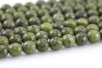 Natural Olivine Green Jasper- High Quality in Faceted Round- 4mm, 6mm, 8mm, 10mm, 12mm-Full Strand 15.5 inch Strand Gemstone Beads