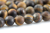 LARGE-HOLE beads!!! 8mm or 10mm Matte -finished round. 2mm hole. 7-8" strands. Smooth Tiger's Eye. Tiger eye. Big Hole Beads