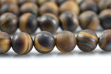 LARGE-HOLE beads!!! 8mm or 10mm Matte -finished round. 2mm hole. 7-8" strands. Smooth Tiger's Eye. Tiger eye. Big Hole Beads