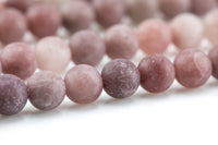 Natural Strawberry Quartz, High Quality in Matte Round- Full 15.5 Inch Long Strand! Gemstone Beads