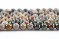 Natural Titanium Picasso Jasper Grade AAA Faceted Round 6mm, 8mm, 10mm, 12mm -Full Strand 15.5 inch Strand Gemstone Beads