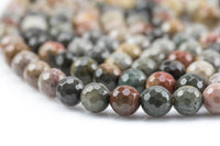 Natural Titanium Picasso Jasper Grade AAA Faceted Round 6mm, 8mm, 10mm, 12mm -Full Strand 15.5 inch Strand Gemstone Beads