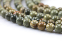 Natural Silver Leaf Jasper, High Quality in Round- 6mm, 8mm, 10mm, 12mm- Full 15.5 Inch Strand Smooth Gemstone Beads