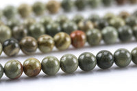 Natural Silver Leaf Jasper, High Quality in Round- 6mm, 8mm, 10mm, 12mm- Full 15.5 Inch Strand Smooth Gemstone Beads