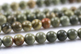 Natural Silver Leaf Jasper, High Quality in Round- 6mm, 8mm, 10mm, 12mm- Full 15.5 Inch Strand Smooth Gemstone Beads