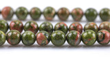 Natural Unakite Unikite Jasper Round, 4mm, 6mm, 8mm, 10mm, 12mm- Full 15.5 Inch Strand- Wholesale Pricing AAA Quality Smooth