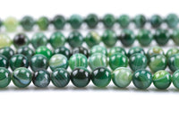 Green Banded Agate- High Quality in Smooth Round- 4mm, 6mm, 8mm, 10mm, 12mm