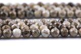 Natural Brown Silver Leaf Jasper, High Quality in Faceted Round- 4mm, 6mm, 8mm, 10mm, 12mm-Full Strand 15.5 inch Strand Gemstone Beads