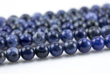 Natural Sodalite Beads AAA Quality, High Quality in Round- 4mm, 6mm, 8mm, 10mm, 12mm- Full 15.5 Inch Strand- Smooth Gemstone Beads
