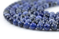 Natural Sodalite Beads AAA Quality, High Quality in Round- 4mm, 6mm, 8mm, 10mm, 12mm- Full 15.5 Inch Strand- Smooth Gemstone Beads