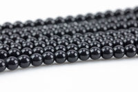 Cats Eye, High Quality in Smooth Round, 4mm, 6mm, 8mm, 10mm, 12mm- Full Strand 15.5 inches Long- Black