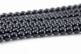 Cats Eye, High Quality in Smooth Round, 4mm, 6mm, 8mm, 10mm, 12mm- Full Strand 15.5 inches Long- Black