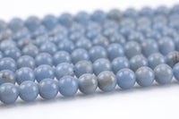 Natural Angelite Beads - Round - 6mm 8mm 10mm or 12mm - Full 15.5" 15.5 inch strands AAA Quality AAA Quality Smooth Gemstone Beads