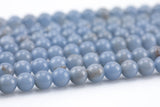 Natural Angelite Beads - Round - 6mm 8mm 10mm or 12mm - Full 15.5" 15.5 inch strands AAA Quality AAA Quality Smooth Gemstone Beads