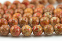 Orange AFRICAN Sea Sediment Jasper smooth round sizes 4mm, 6mm, 8mm, 10mm, 12mm- Full 15.5 Inch Strand- Smooth Gemstone Beads