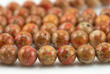 Orange AFRICAN Sea Sediment Jasper smooth round sizes 4mm, 6mm, 8mm, 10mm, 12mm- Full 15.5 Inch Strand- Smooth Gemstone Beads