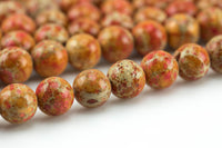 Orange AFRICAN Sea Sediment Jasper smooth round sizes 4mm, 6mm, 8mm, 10mm, 12mm- Full 15.5 Inch Strand- Smooth Gemstone Beads