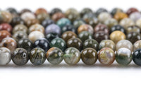 ORIGINAL Ocean Jasper Beads smooth round sizes, 4mm, 6mm, 8mm, 10mm, 12mm - In Full 15.5 inch Strand- AA Quality - Original Stock Very Rare!