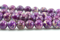 Natural Purple AFRICAN Sea Sediment Jasper smooth round sizes, 4mm, 6mm, 8mm, 10mm, 12mm- Full 15.5 Inch Strand- Wholesale Price Smooth