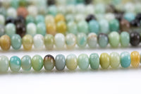 Natural AMAZONITE roundel sizes 6mm, 8mm, 10mm, 14mm- Full 15.5 Inch Strand Smooth Gemstone Beads