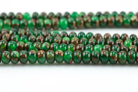 Smooth Green Mosaic Quartz Beads - Smooth Roundel - 6mm