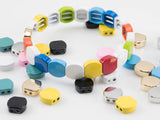 Enamel Beads, Roundish Square 2-Hole Beads for Bracelets, Trendy Jewelry Making Supplies, 5/10 pcs Per Order- 24 colors