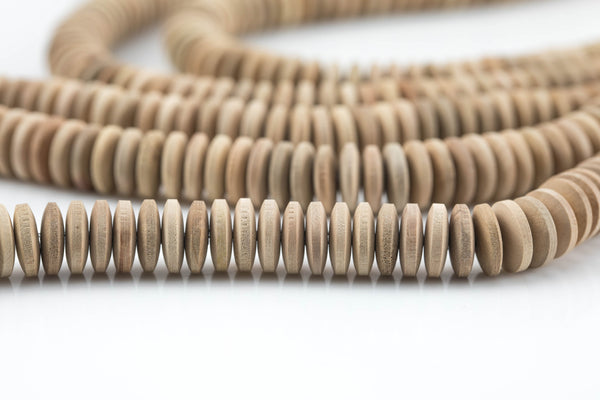 Natural Lt Tan Wood Saucer Shaped Beads - Sold by 15.5" Strands- Large Size 10mm 12mm 14mm 16mm 18mm 20mm