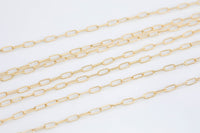 USA MADE Gold Filled Paper Clip Chain Twisted Texturized Tubed Chain, Elongated Oval Chain,6 x 2.5 mm links, Wholesale, BULK, Chain by foot