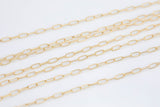 USA MADE Gold Filled Paper Clip Chain Twisted Texturized Tubed Chain, Elongated Oval Chain,6 x 2.5 mm links, Wholesale, BULK, Chain by foot