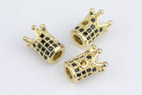 Cubic Zirconia Rhinestone Pave Small Crown 6x10m CZ - Gold, Rose Gold, Gunmetal and Clear - Clear and Black Rhinestones