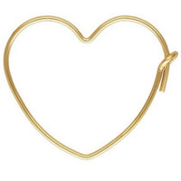 14kt Gold Filled Heart Shaped Beading Hoops - 25mm/30mm/45mm - 21 Gauge Heart Hoop Earwire - Open Heart Wire- Ships out from USA