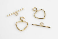 GOLD FILLED Heart Toggle Clasp USA product- 1 Set per order- 10mm