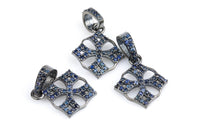 Beautiful Pave Sapphire Starburst Charm Pendant- Cross- 16mm