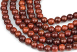 Natural Red Rajakayu Wood. 6mm or 8mm or 10mm Round. Full Strand Gemstone Beads